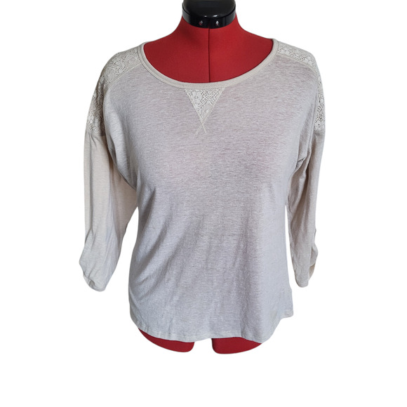 Faded Glory Tops - Faded glory beige raglan sleeve top, size large (12-14)